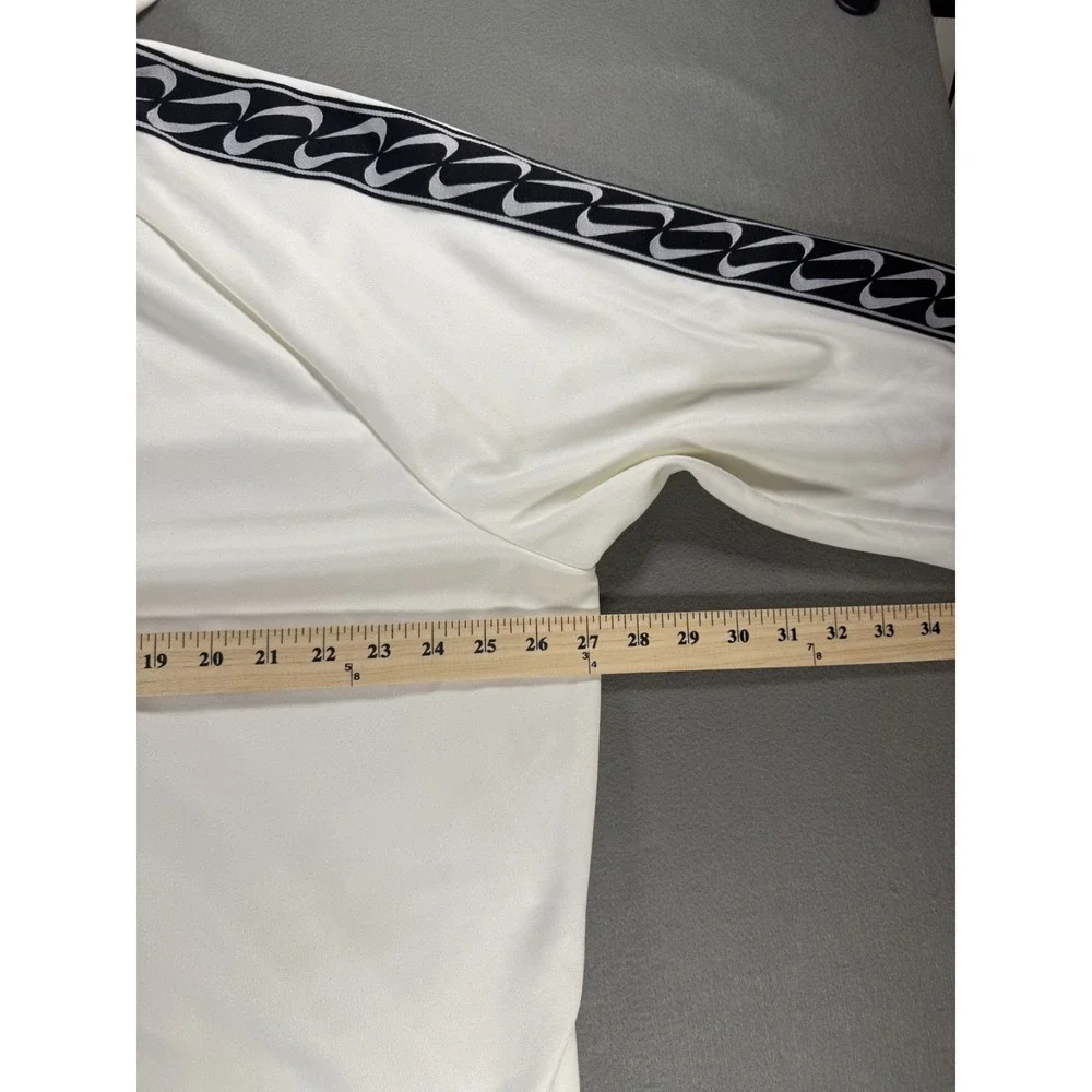 Nike white hoodie with black stripes with logo on sleeves, Center swoosh size XL